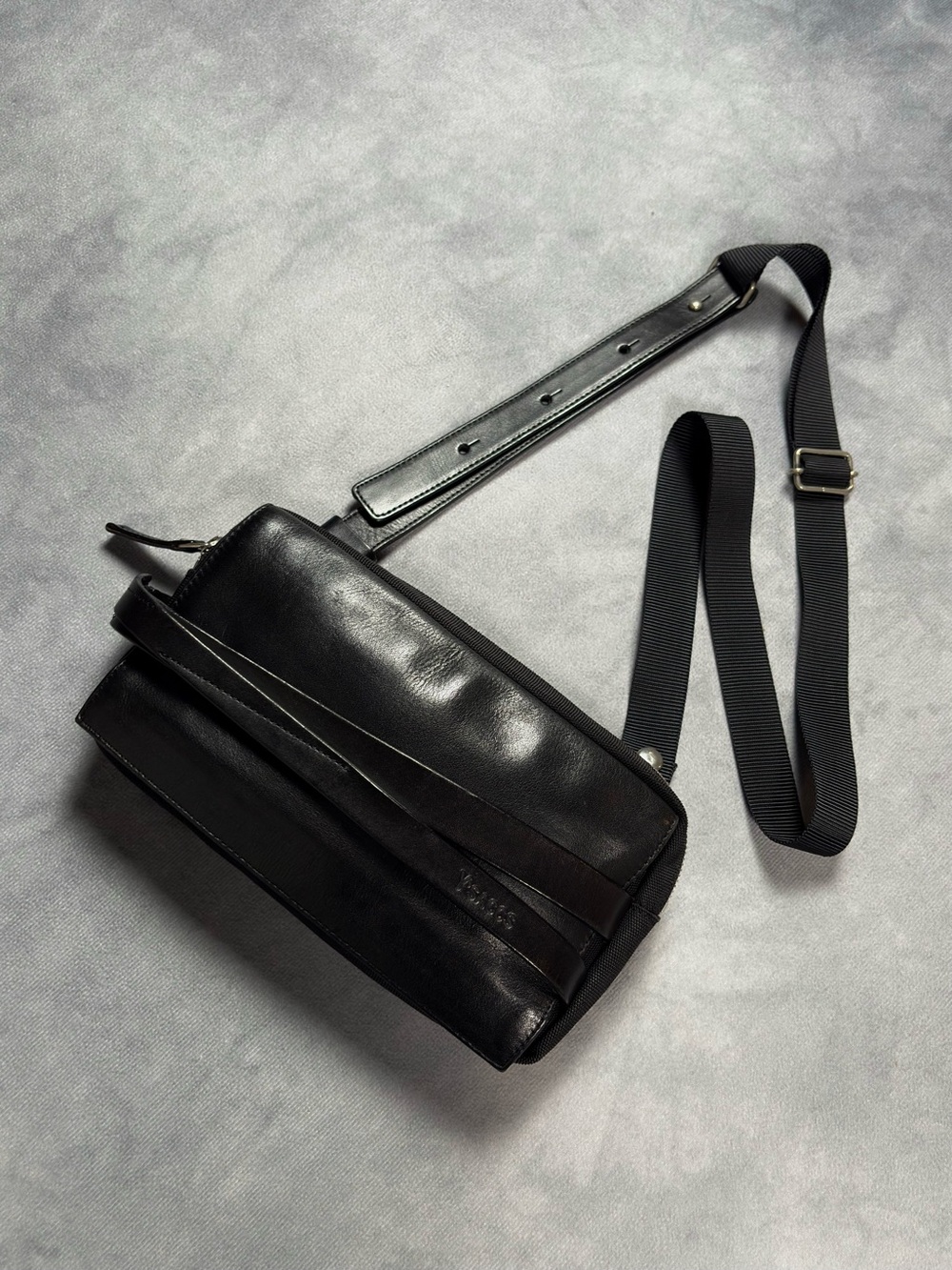 Yohji Yamamoto Y’saccs Vintage Black Leather Strap Archive Crossbody Shoulder Ba - Picture 3 of 12